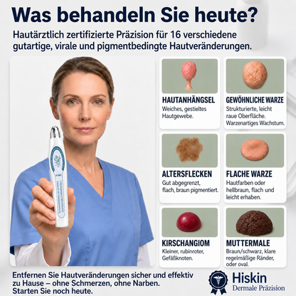 HISKIN®🇩🇪7-Tage-Hautmakel- & Hautanhängsel-Entferner💧Schmerzfreier Rollerball-Stift zur schonenden Entfernung von Hautanhängseln und Hautflecken – narbenfrei