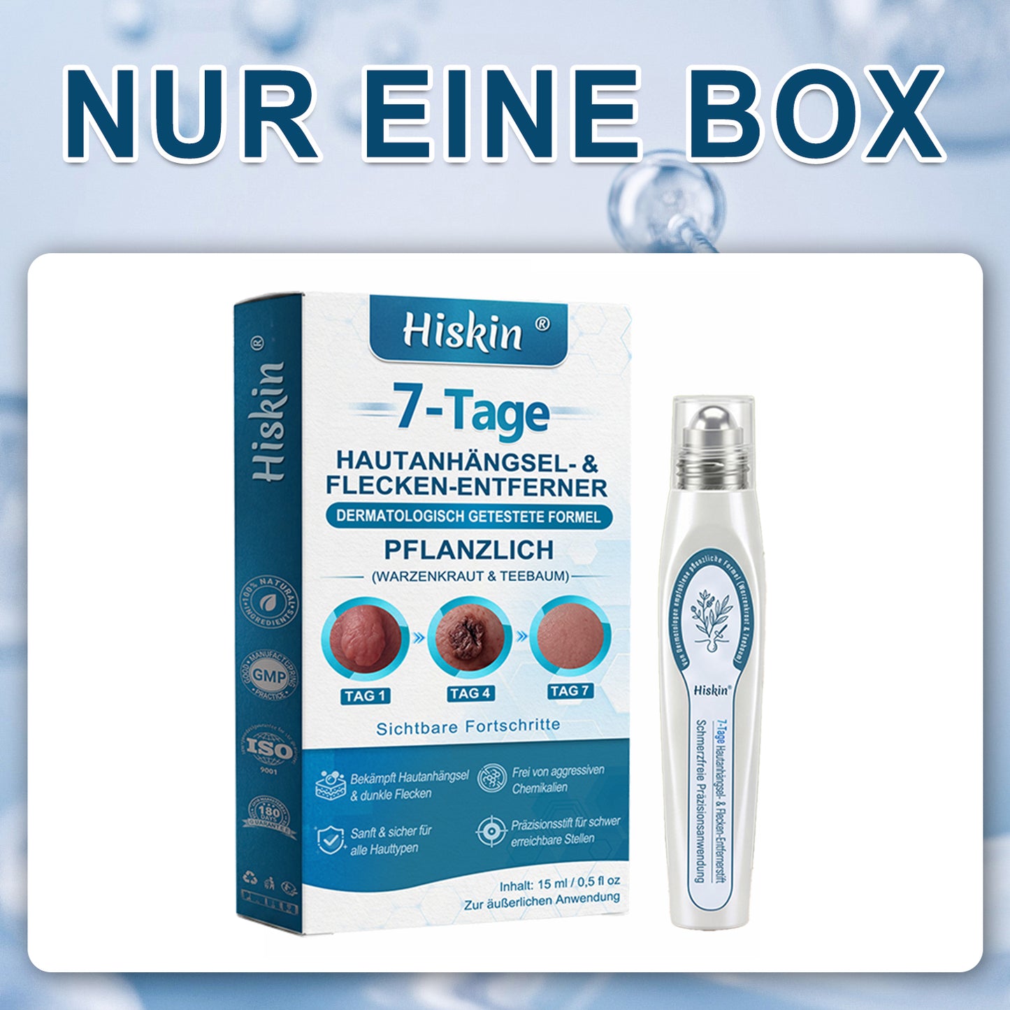 HISKIN®🇩🇪7-Tage-Hautmakel- & Hautanhängsel-Entferner💧Schmerzfreier Rollerball-Stift zur schonenden Entfernung von Hautanhängseln und Hautflecken – narbenfrei